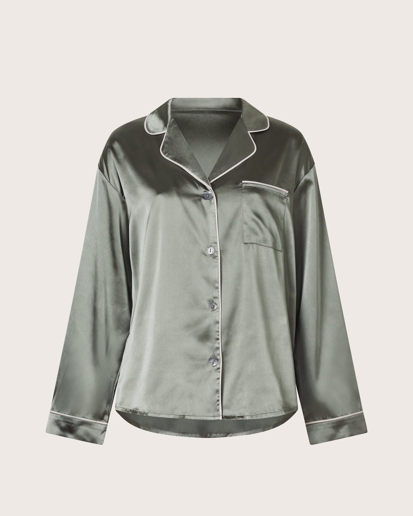 Sage Satin PJ Shirt