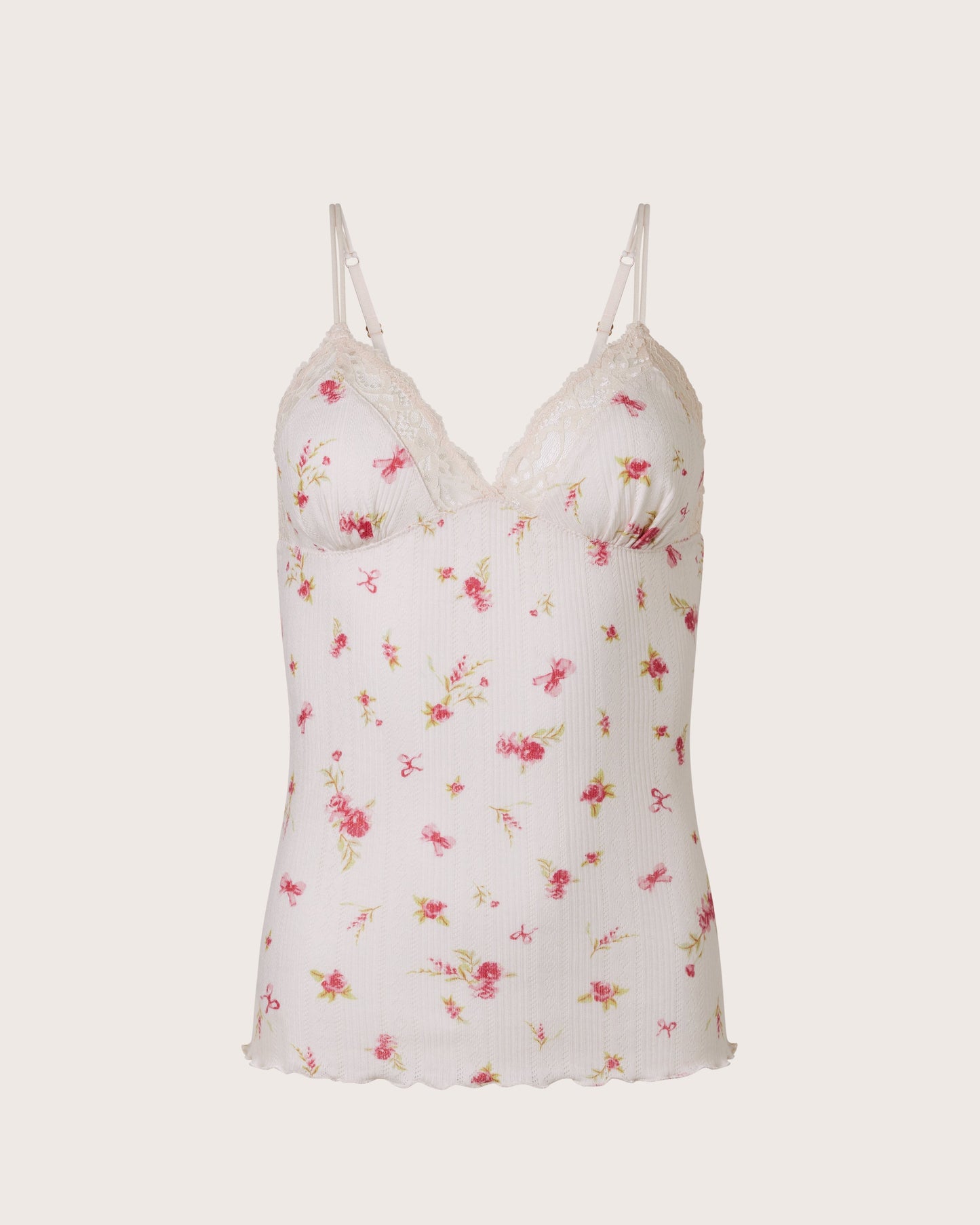 Ditsy Pointelle Lace Trim Cami