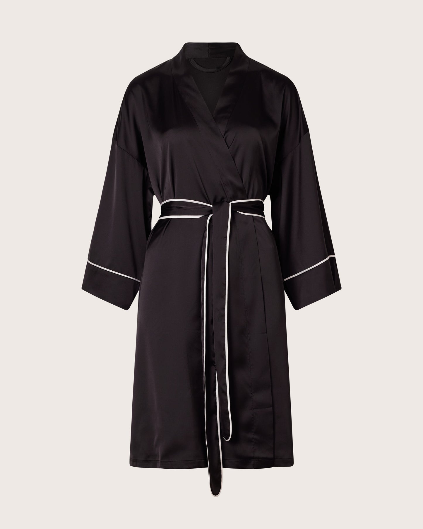 Piped Long Satin Robe
