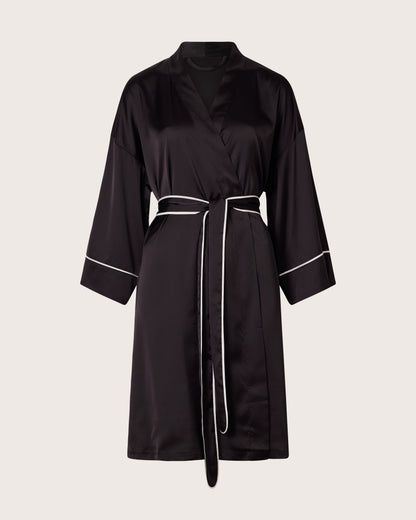 Piped Long Satin Robe