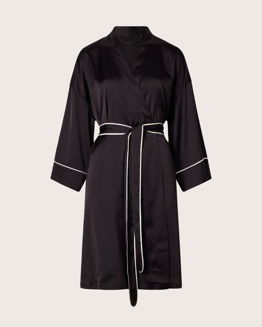 Piped Long Satin Robe