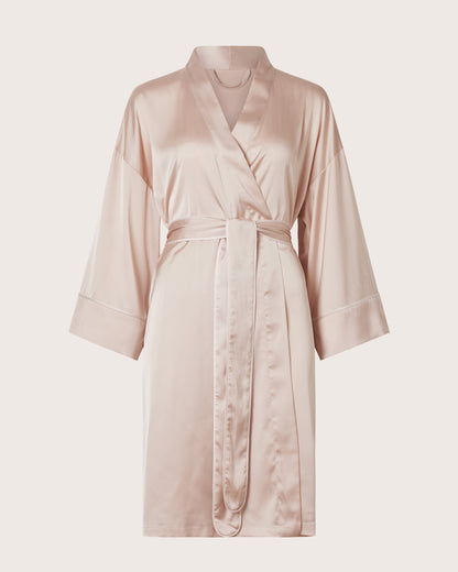 Piped Long Satin Robe