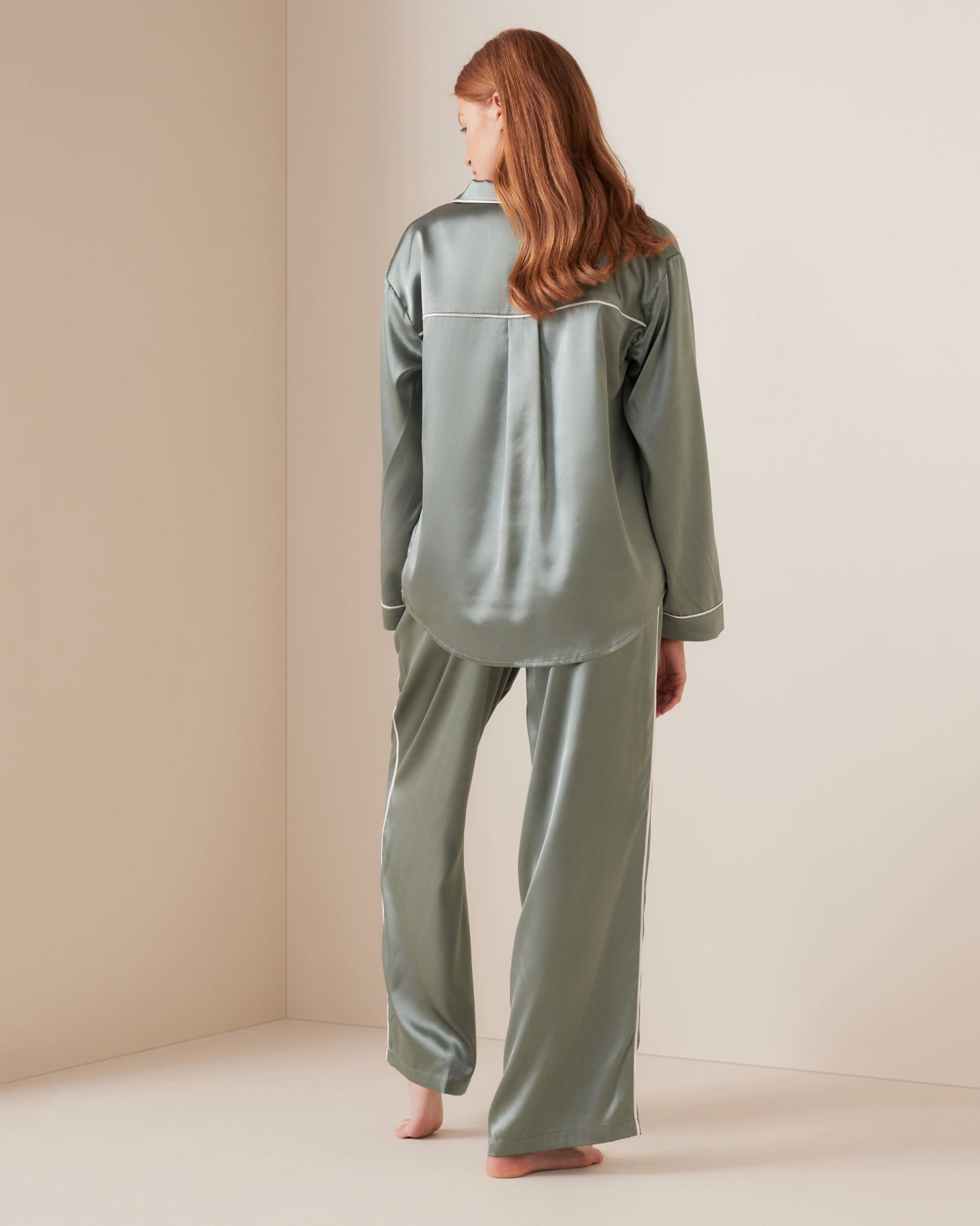 Sage Satin PJ Shirt