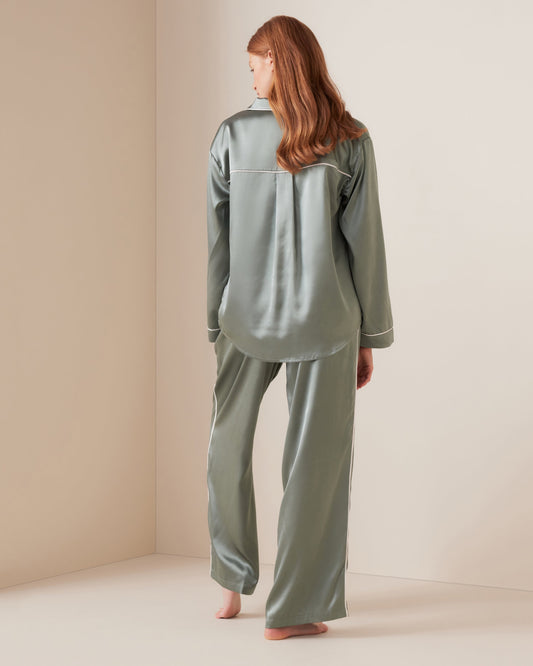 Sage Satin PJ Shirt
