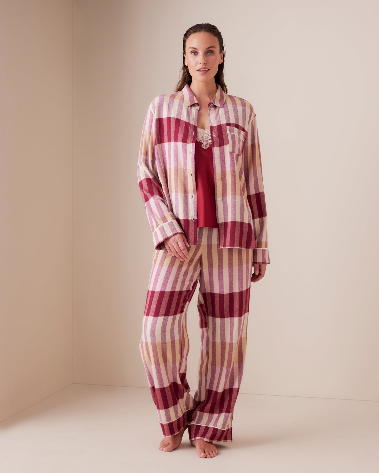 Cherry Check PJ Set