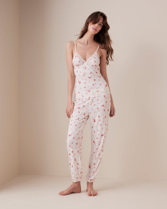 Ditsy Pointelle Lace Trim Cami