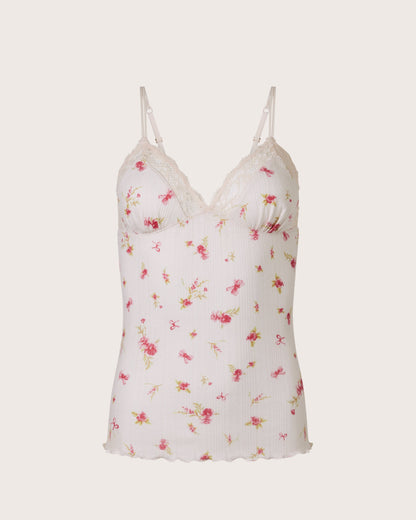 Ditsy Pointelle Lace Trim Cami