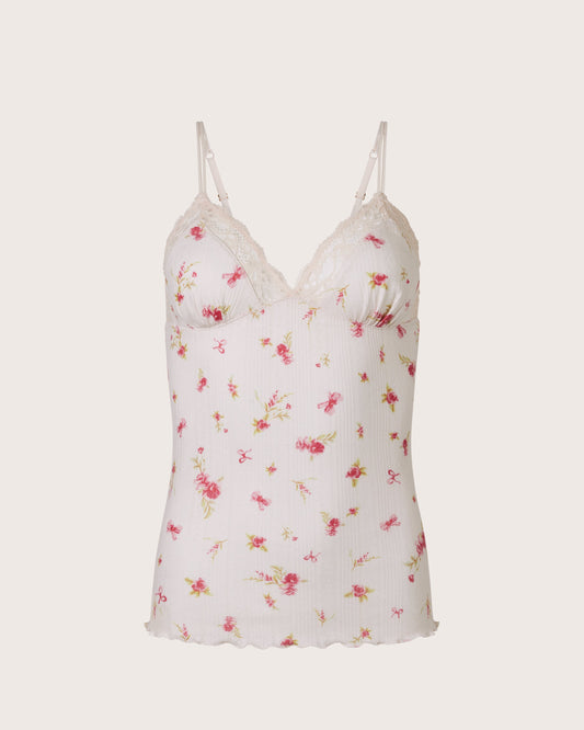 Ditsy Pointelle Lace Trim Cami