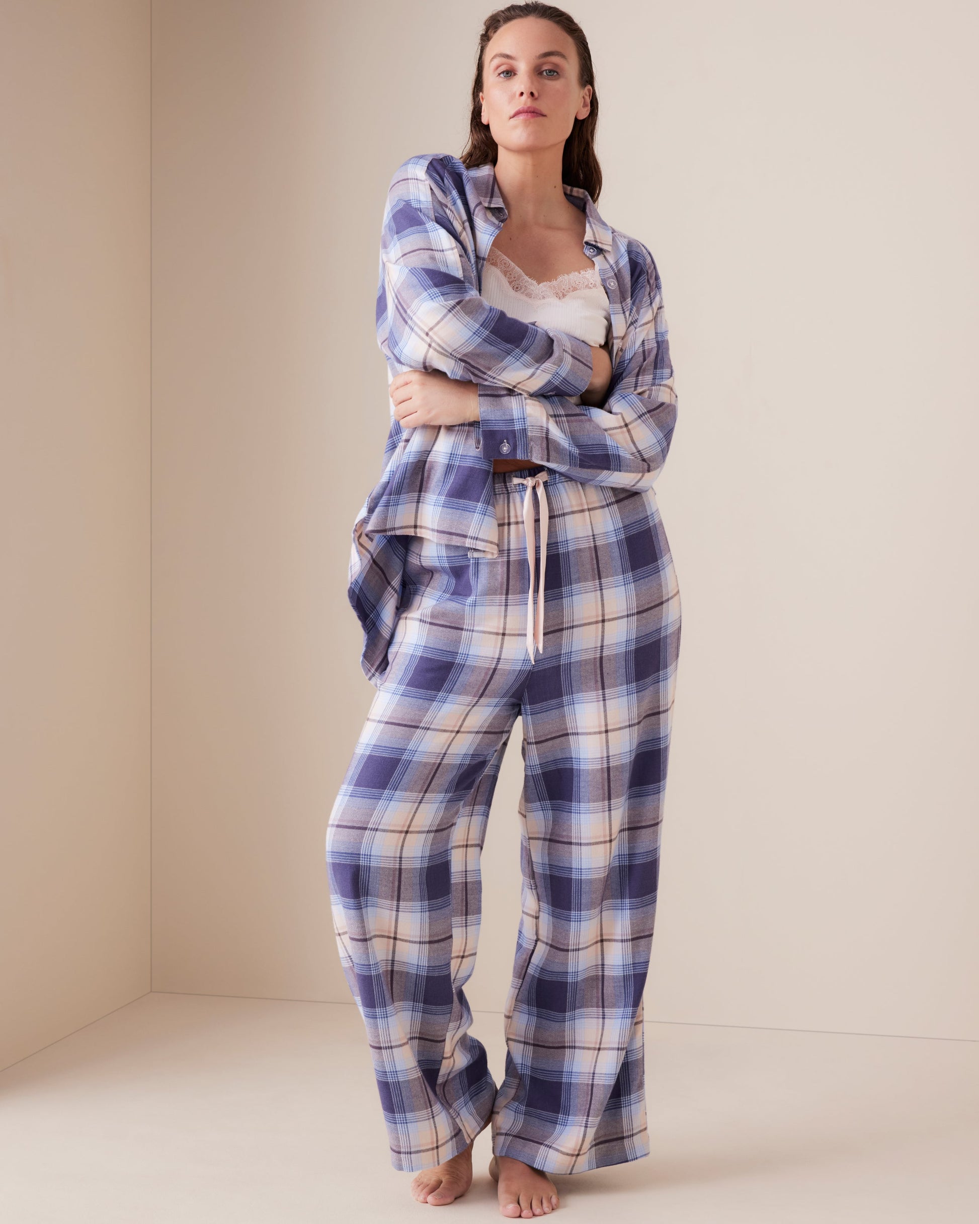 Dusted Plaid Wide PJ Pant
