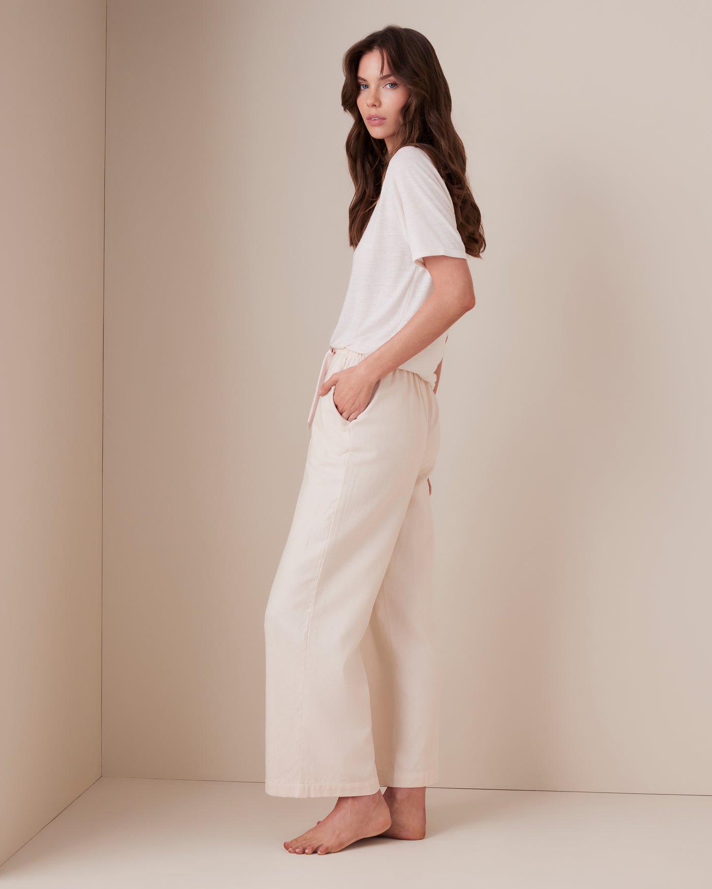 Pin Tuck Twill Wide Leg PJ Pant