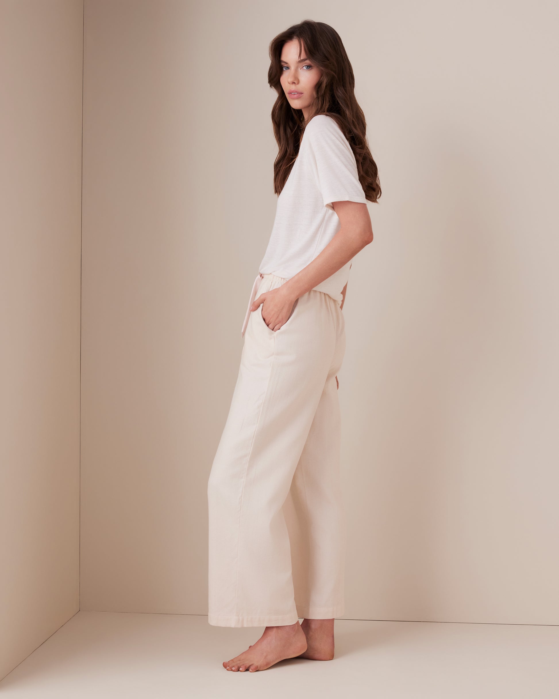 Pin Tuck Twill Wide Leg PJ Pant