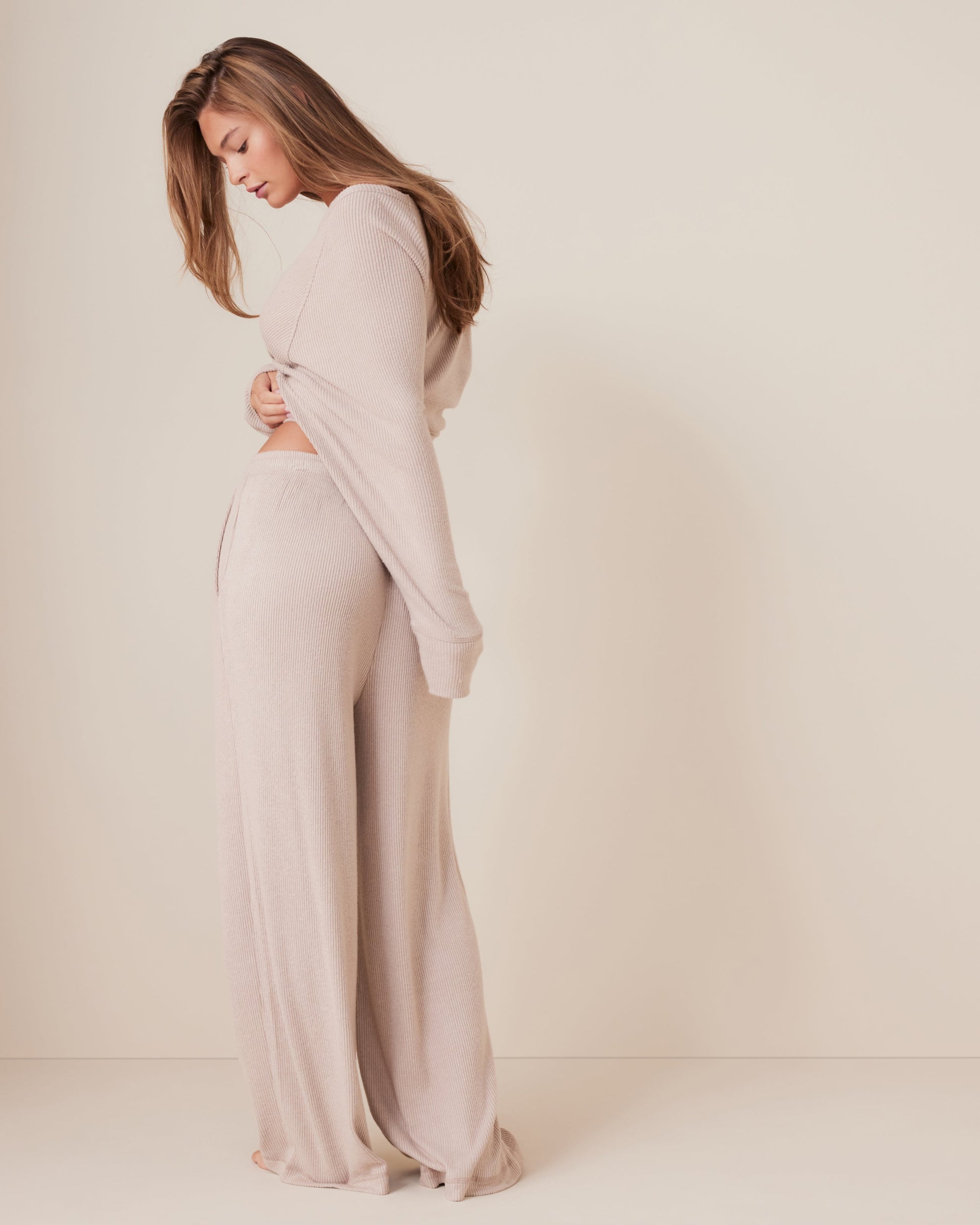 Plush Rib Wide Leg Pant