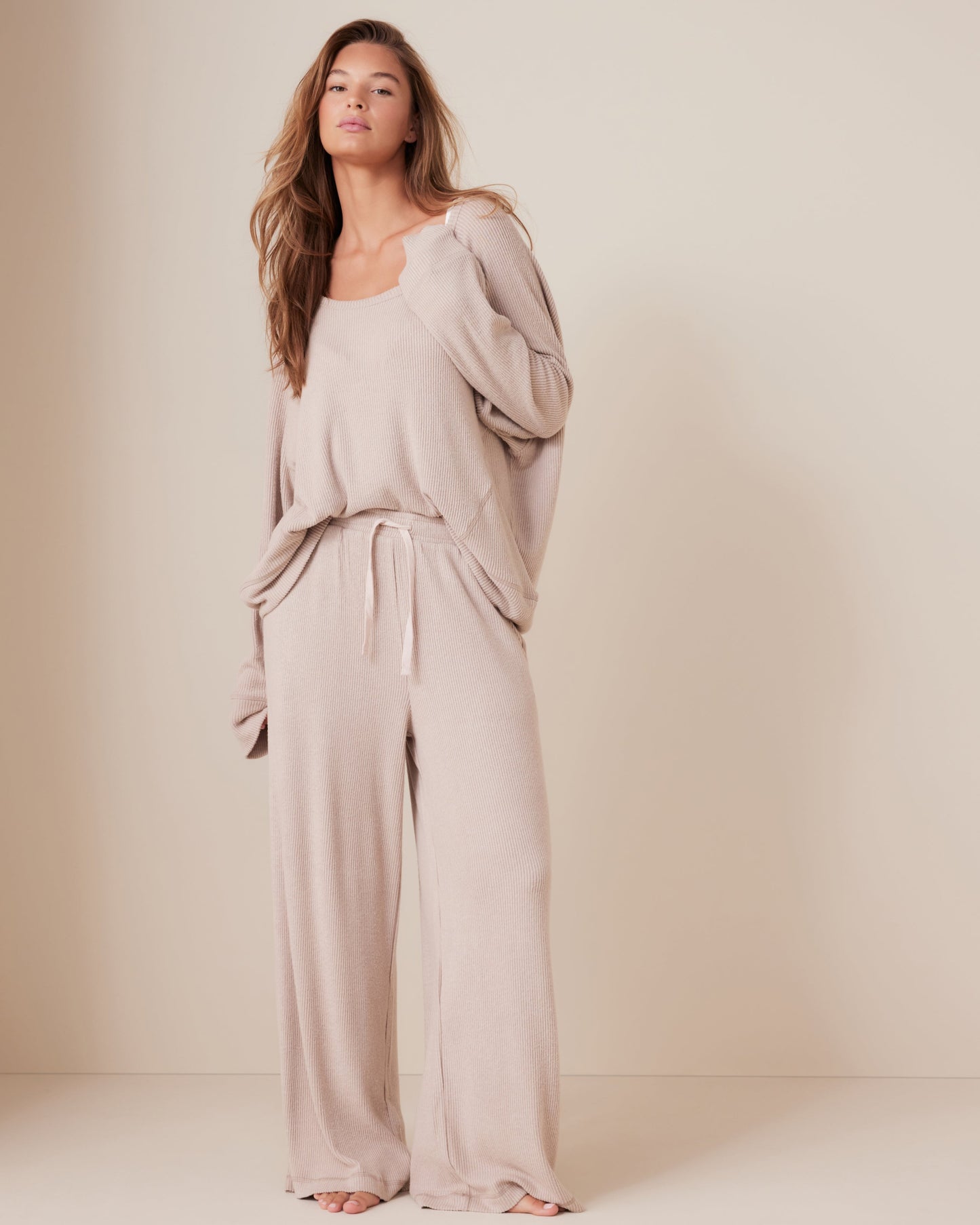 Plush Rib Wide Leg Pant