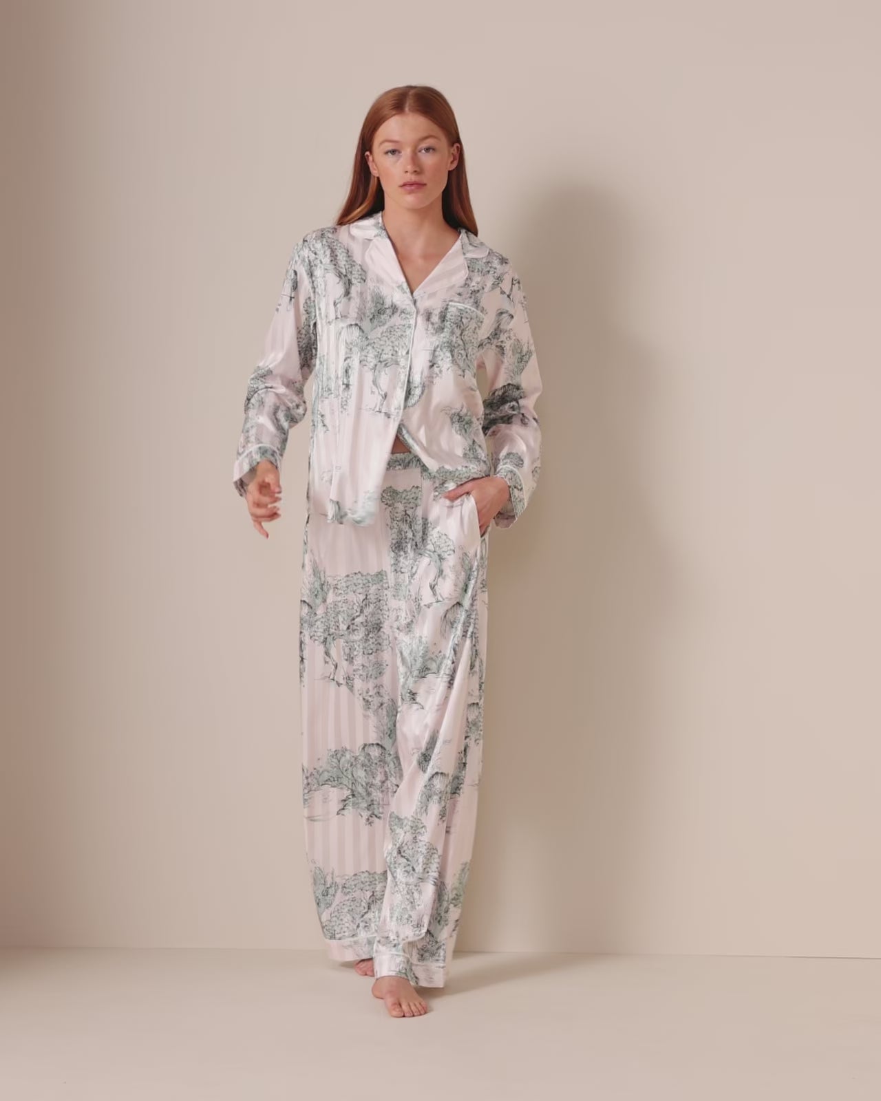 Jacquard Toile Satin PJ Shirt
